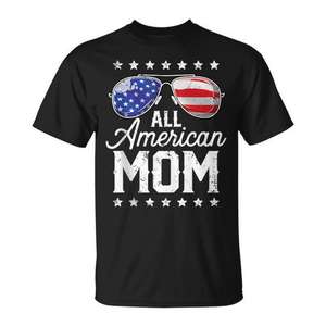 Camiseta All American Mom para el 4 de julio, diseño patriótico, ropa familiar - Product Image 1