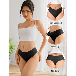 Lot de 5 culottes string noires pour femme, taille mi-haute, en Spandex et Nylon, anti-humidité, séchage rapide - Product Image 5