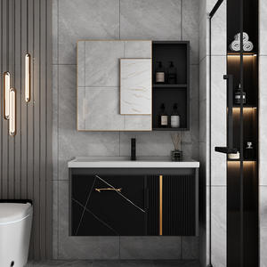 Aluminio montado en la pared de diseño moderno para juego de tocador de baño Gabinete de fregadero resistente al agua para uso hotelero Artículo de liquidación - Product Image 3