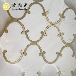 Arabisches Design Mosaik Fliesen Laterne Muster Messing Inlay Marmor Wasserstrahl schneiden Mosaik - Product Image 3