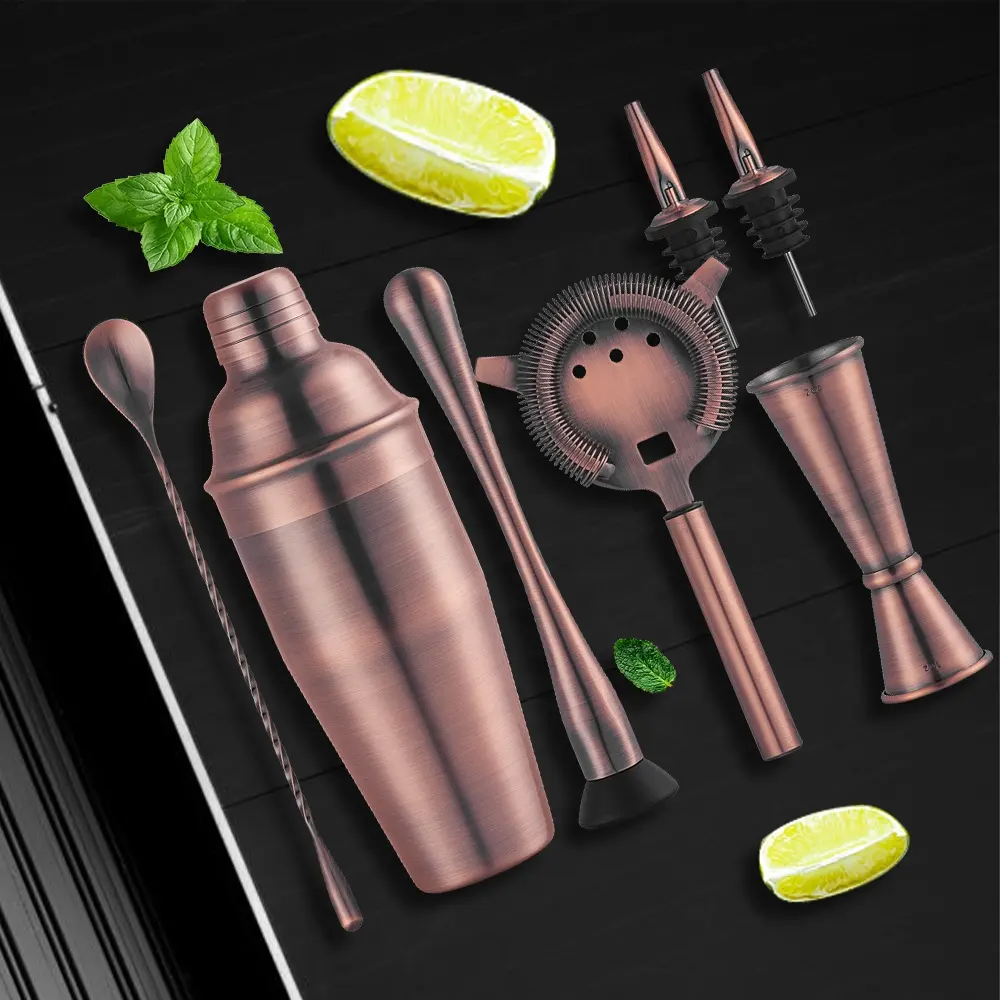 Creatie Fabriek Direct Groothandel Prijs Custom 7-delige Professionele Cocktail Shaker Set Barman Kit