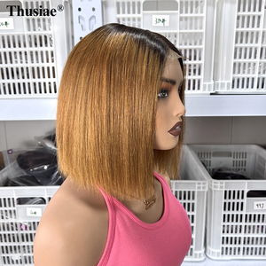 Perruque en cheveux humains Remy transparente de 10 pouces, 13*4 pour Lace Front, <span class=keywords><strong>Blond</strong></span> Brun <span class=keywords><strong>Clair</strong></span>, Coupe Bob Courte, Densité 180%, Double Drawn - Product Image 4
