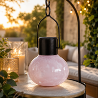 Verre soufflé à la main rose écologique pour carillon éolien avec poignée en métal noir pour fenêtre, patio, jardin, décoration d'art populaire