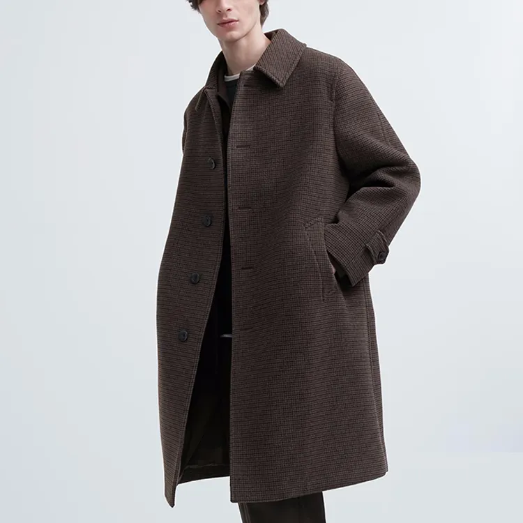 맞춤형 OEM 및 ODM 남성용 외투 유럽 스타일 패션 캐시미어 블랙 그린 롱 남성용 겨울 코트
