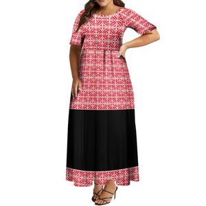 Nuevo Vestido Largo <span class=keywords><strong>de</strong></span> Gasa con Estampado Polinesio Azul y Blanco, Cintura Natural, <span class=keywords><strong>Manga</strong></span> <span class=keywords><strong>Media</strong></span> y Plisado, Estilo Sweet Island - Product Image 6