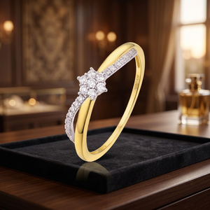 แหวนหมั้นผู้หญิงเงินแท้ 925 ประดับโมอิสซาไนต์ ดีไซน์ดอกไม้ทรงกลมเจียระไนแบบบริลเลียนท์ ตัวเรือนแบบหนามเตย สไตล์หรูหรา - Product Image 3