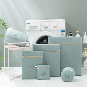 Pochette de rangement pour vêtements de grande capacité avec logo personnalisé sac à linge en maille <span class=keywords><strong>sale</strong></span> en machine à laver avec cordon de serrage - Product Image 6
