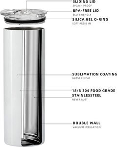 Vasos de sublimación 20 Oz Impresión de transferencia térmica Diyy 20 oz Vaso de sublimación Vaso de botella de acero inoxidable de doble pared - Product Image 4