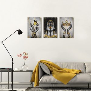 Venta al por Mayor <span class=keywords><strong>de</strong></span> 3 Paneles con Impresiones <span class=keywords><strong>de</strong></span> Arte Africano en Negro, Decoración <span class=keywords><strong>de</strong></span> Pared para el Hogar, Cuadro Pintado a Mano, Retrato <span class=keywords><strong>de</strong></span> Mujer Africana sobre Lienzo - Product Image 5