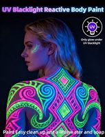 Peinture corporelle UV noire 30 ml, 6 couleurs fluorescentes brillantes néon, maquillage pour le visage, carnaval, déguisement