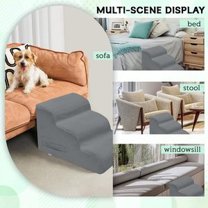 Mesa Lemon Hundetreppe 3-Stufig Keilförmig Hochdichter Schaumstoff Wasserdicht Abnehmbarer Waschbarer Bezug für Kleine Hunde Betten/Sofas/Auto - Product Image 4