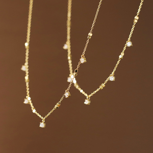 Collier pendentif en acier inoxydable plaqué or 18 carats avec zircone cubique, chaîne à maillons géométriques pour femme, bijoux cadeau - Product Image 4