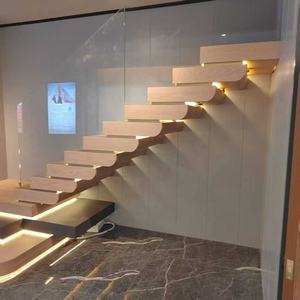 Escaliers pliants VIKO en chêne massif, garde-corps en verre flottant, style minimaliste moderne pour villa, installation DIY intérieure, <span class=keywords><strong>marches</strong></span> d'escalier en bois sur mesure - Product Image 5