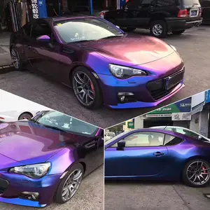 PVC Glossy Chameleon Purple Red Vinyl Car Wrap Foil With Air Release Film Car Wrapping Film For Car Full Body Wrapping