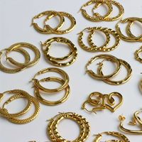 Boucles d'oreilles géométriques plaquées or 18 carats en acier inoxydable texturé, bijoux de mode pour femmes, ne ternissent pas, vente en gros, best-seller