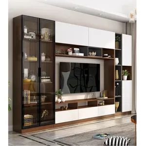 Nuovo Design mobile TV in vetro Stand Luxury Home Wall Unit Tv Stand centro di intrattenimento con mobiletto