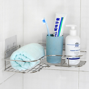 Stainless Steel Triangular <b>Shelf</b> Double Layer Corner Rack For Bathroom Storage Personal Care Products - Product Image 2