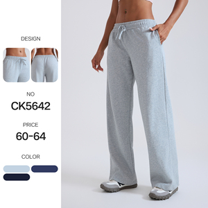 XW-CK5642 Nuova Moda Abbigliamento Femminile di Alta Qualità, Tuta Sportiva Morbida ed Elastica, Outfit Casual per <span class=keywords><strong>Fitness</strong></span> all'Aperto, Pantaloni Larghi - Product Image 2