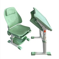 Ensemble table et chaise d'étude pour salle de classe avec repose-pieds pour la pause déjeuner, chaises inclinables avec rangement
