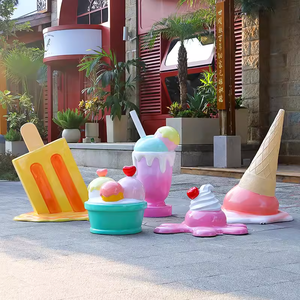 Escultura de Helado de Fibra de Vidrio, Escultura Pintada a Mano, Decoración de Centro Comercial, Escultura <span class=keywords><strong>Gigante</strong></span> de Conos de Helado para Exteriores, Escultura de <span class=keywords><strong>Donut</strong></span> - Product Image 2