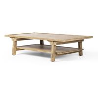 Table basse rectangulaire moderne en bois massif et acier, durable, facile à nettoyer, pour salon, hôtel, appartement.