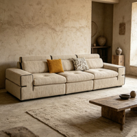 Ensemble de canapés sectionnels compacts et durables en toile, garnissage en éponge, design carré moderne, gain de place pour les petits appartements et villas