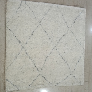 Hand Knotted Wool Area Rug White Grey Geometric Design Handmade <b>Carpet</b> for Living Room Bedroom - Product Image 2