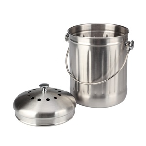 Premium <b>Compost</b> <b>Bin</b> for <b>Kitchen</b> Countertop - Stainless Steel Food Waste Bucket with Innovative Dual Filter Technology - Product Image 3