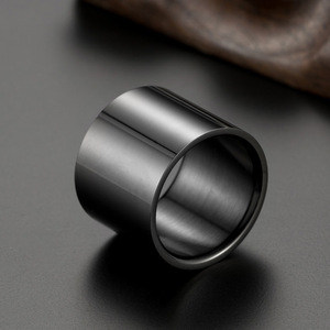 yunnique style, individualistic hip-hop, HIOHIP smooth long titanium steel plate <b>ring</b>, simple <b>plain</b> halo large size - Product Image 3