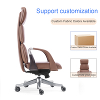 Chaise de bureau de direction moderne en cuir de luxe, base en alliage d'aluminium, design ergonomique rotatif, confortable et durable