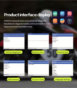 เครื่องมือวินิจฉัยมอเตอร์ไซค์ M100 PRO พร้อมฟังก์ชั่นทดสอบแบตเตอรี่ วินิจฉัยระบบเต็มรูปแบบ และทดสอบ ABS สำหรับยามาฮ่า ลดราคาพิเศษ - Product Image 3
