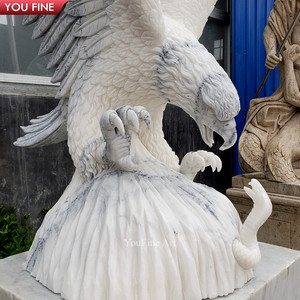 Statues d'aigle <span class=keywords><strong>en</strong></span> marbre blanc sculptées à la main YOUFINE, grandes, avec serpent, pour la décoration de la propriété et du jardin - Product Image 6