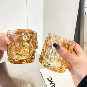 New hot sale ins luxury candle jar supplier 12oz unique amber glass white iridescent candle jar