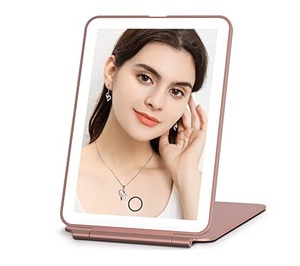 <span class=keywords><strong>Miroir</strong></span> de maquillage de voyage à LED 3 couleurs Modes d'éclairage USB rechargeable <span class=keywords><strong>Miroir</strong></span> cosmétique de table portable à écran tactile pour le voyage - Product Image 1