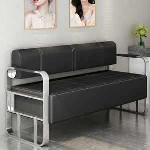 Canapé d'Attente de Haute Qualité Doré pour <span class=keywords><strong>Salon</strong></span> de Coiffure, Design Moderne en Cuir Synthétique - Product Image 4