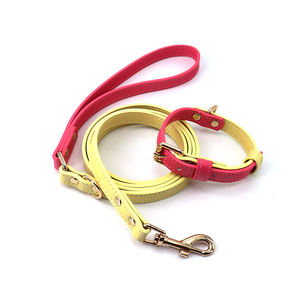 Set collare e guinzaglio per cani regolabili per cuccioli in morbida pelle <span class=keywords><strong>PU</strong></span> imbottiti fatti a mano OEM/ODM - Product Image 2