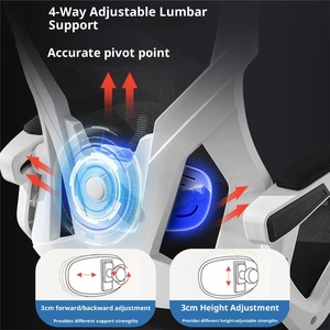 <span class=keywords><strong>Silla</strong></span> <span class=keywords><strong>de</strong></span> Oficina Ergonómica <span class=keywords><strong>de</strong></span> Malla con Altura Ajustable, Soporte Lumbar, Marco <span class=keywords><strong>de</strong></span> Acero Inoxidable, Diseño Moderno para Uso en el Hogar/Oficina - Product Image 4