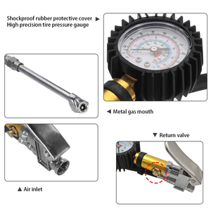Gonfleur de pneus avec manomètre Mandrin à air robuste 220PSI Tuyau plus long <span class=keywords><strong>Accessoires</strong></span> pneumatiques - Product Image 4