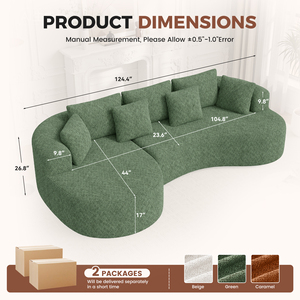 Modern Lunar Shape Curved Chenille <b>Sofa</b> Oversized Curved Modular Couch with Deep Seats for Living Room - Product Image 6