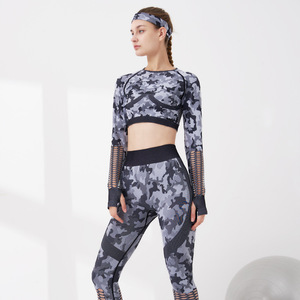 Vêtements de sport sans couture OEM, haut de camouflage et pantalon de yoga, nouveau design avec fonctionnalité respirante - Product Image 5
