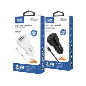 MICCELL 자동차 전화 충전기 어댑터 소켓 미니 2 usb 2.4A 빠른 자동차 충전기 마이크로 듀얼 usb 포트 자동차 충전기 케이블