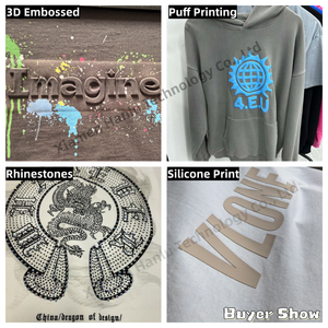 高品質ノーストリングスブランクフリースドロップショルダーフーディー メンズ コットン プルオーバー 卸売 カスタムプリント 刺繍入りフーディー - Product Image 4