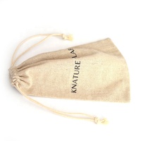 Petite pochette d'emballage en toile de coton de couleur naturelle avec cordon de serrage Sac en toile de jute en lin Sac de rangement