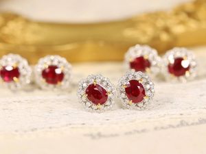 Pendientes Xinfly de Oro Puro 18k Au750 con Rubí Natural de Mozambique de 1.1ct y Diamantes de 0.24ct, Joyería de Moda - Product Image 3