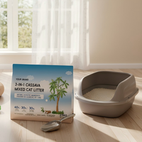 Litière pour chat de qualité supérieure en mélange de cassave, bentonite et tofu, non toxique, jetable aux toilettes, biodégradable, écologique, faible en poussière, agglomération rapide, 99%