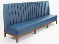 Banquette de restaurant moderne en velours bleu, siège haut, canapé banquette, banc de salle à manger commercial, mobilier de café et d'hôtel
