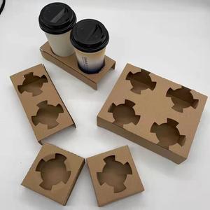 Plateau porte-gobelet en carton jetable, personnalisé, pour boisson chaude, café, porte-gobelets, 2 4 pièces - Product Image 6