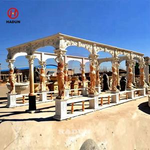 Rectangle de jardin extérieur sculpté à la main en marbre blanc longue pergola à colonne Ladu pour jardin - Product Image 5