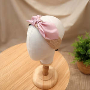 Fascia per Capelli in Velluto Tencel con Fiocco in Erba Sintetica, Accessorio Moda per Donne - Product Image 3