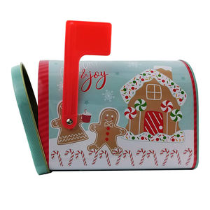 Cajas de lata con impresión personalizada de fábrica, de Metal, <span class=keywords><strong>para</strong></span> regalo de Navidad, almacenamiento de galletas, dulces y galletas con bisagras y bandera roja, venta al por mayor - Product Image 4